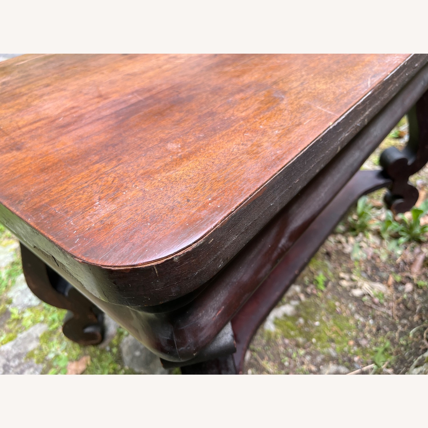 Antique Desk Console Table Scrolled Legs - image-4