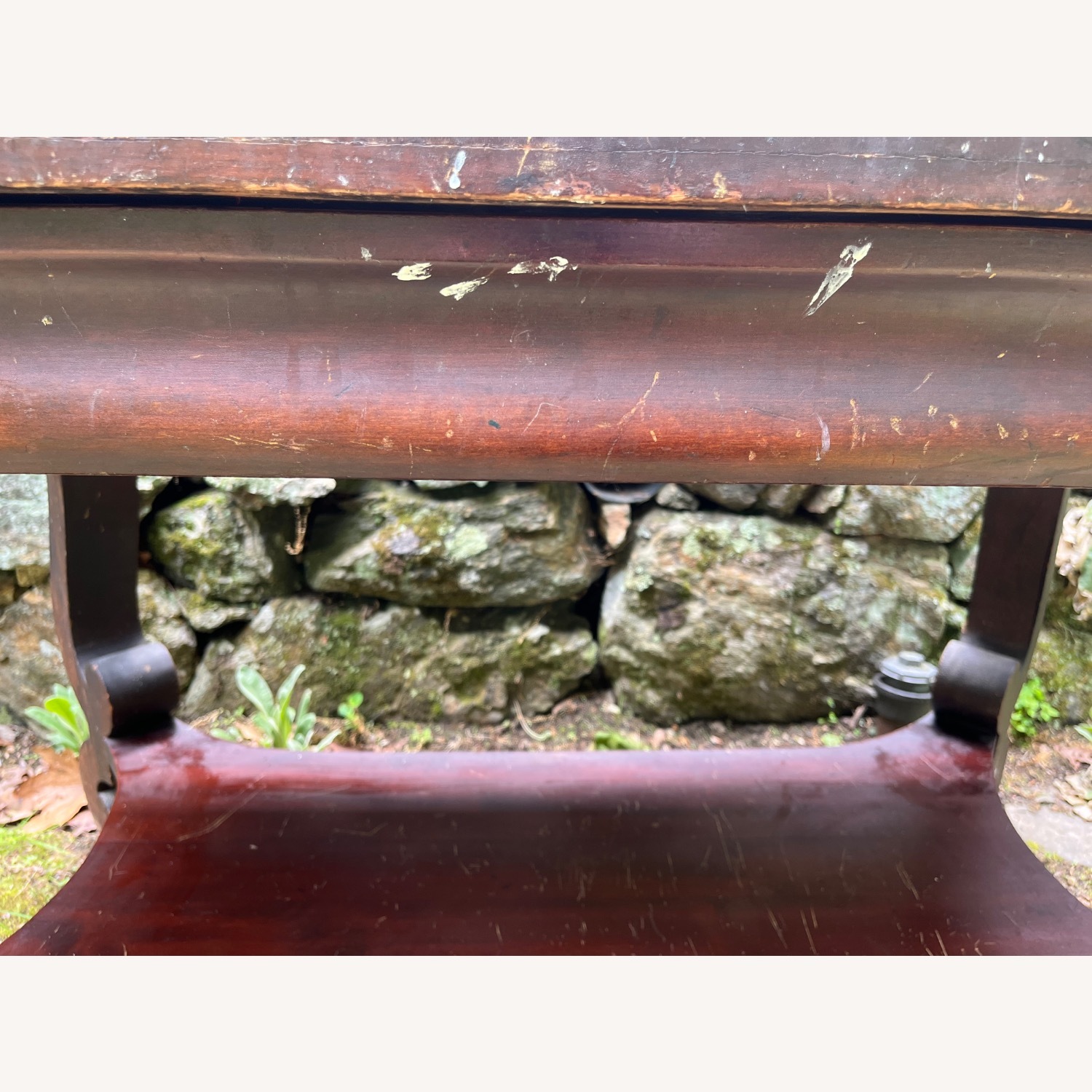 Antique Desk Console Table Scrolled Legs - image-9