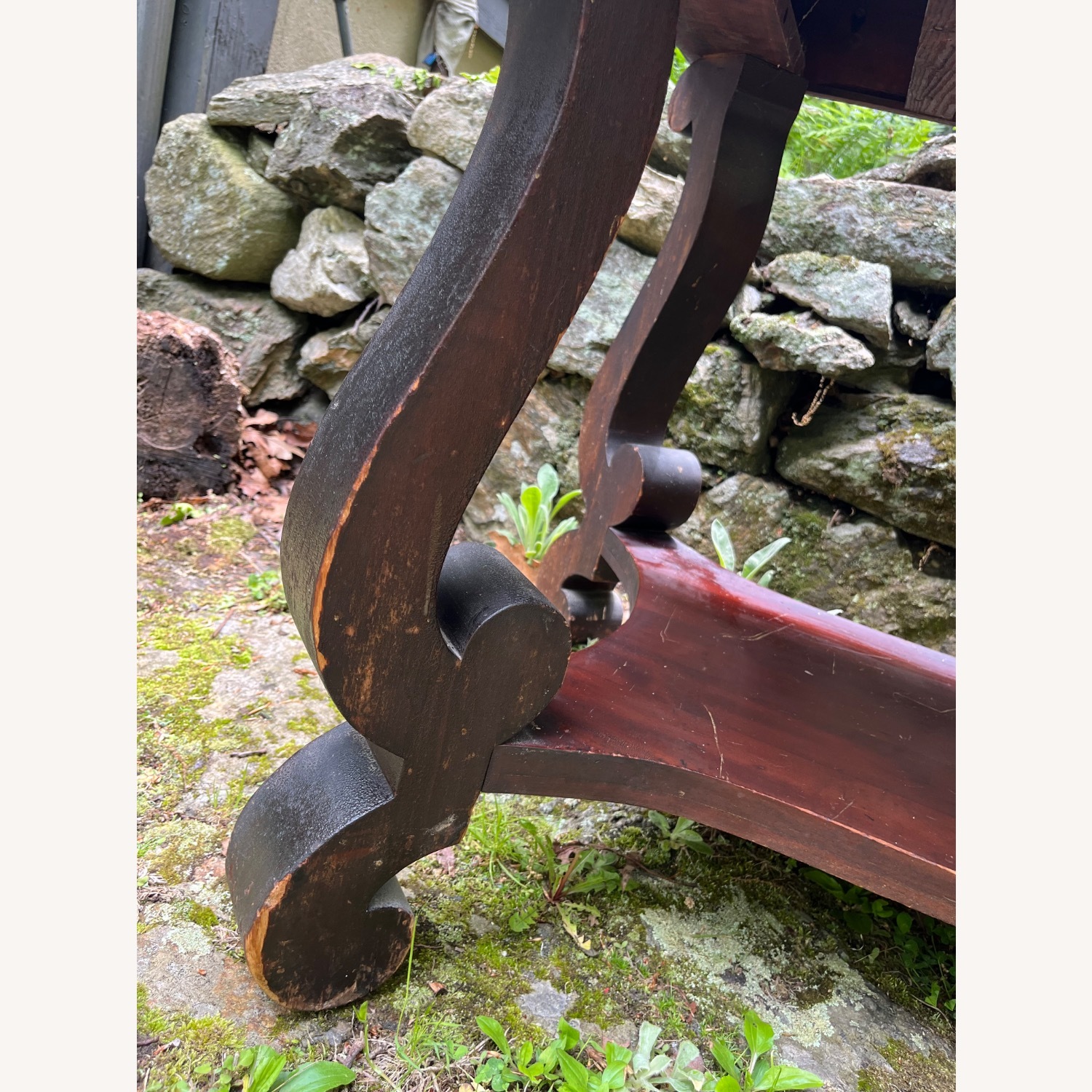 Antique Desk Console Table Scrolled Legs - image-5