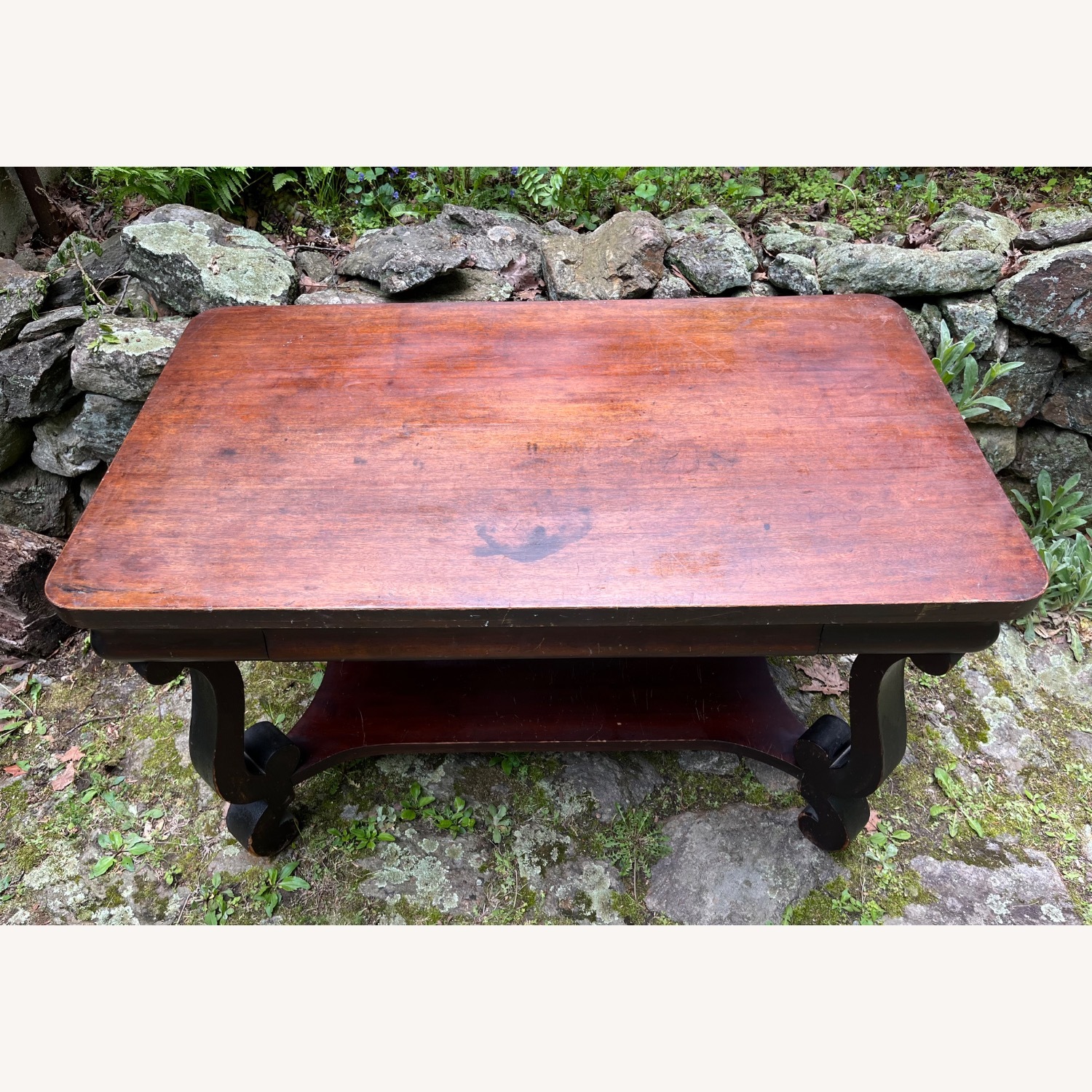 Antique Desk Console Table Scrolled Legs - image-3