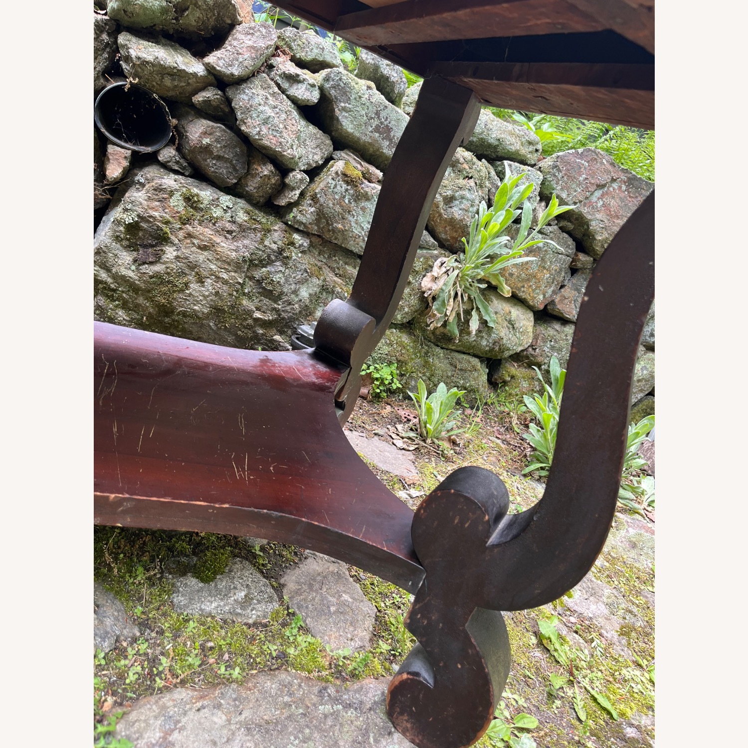 Antique Desk Console Table Scrolled Legs - image-7