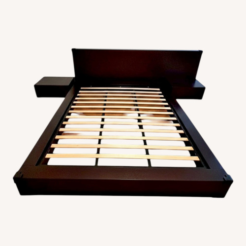 Used Dark Wood Low Platform Bed with Two Nightstands for sale on AptDeco