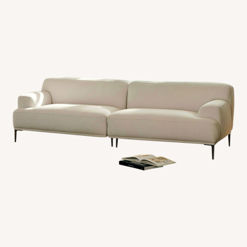Used Article Light Gray Fabric 3+ Seater Sofa for sale on AptDeco