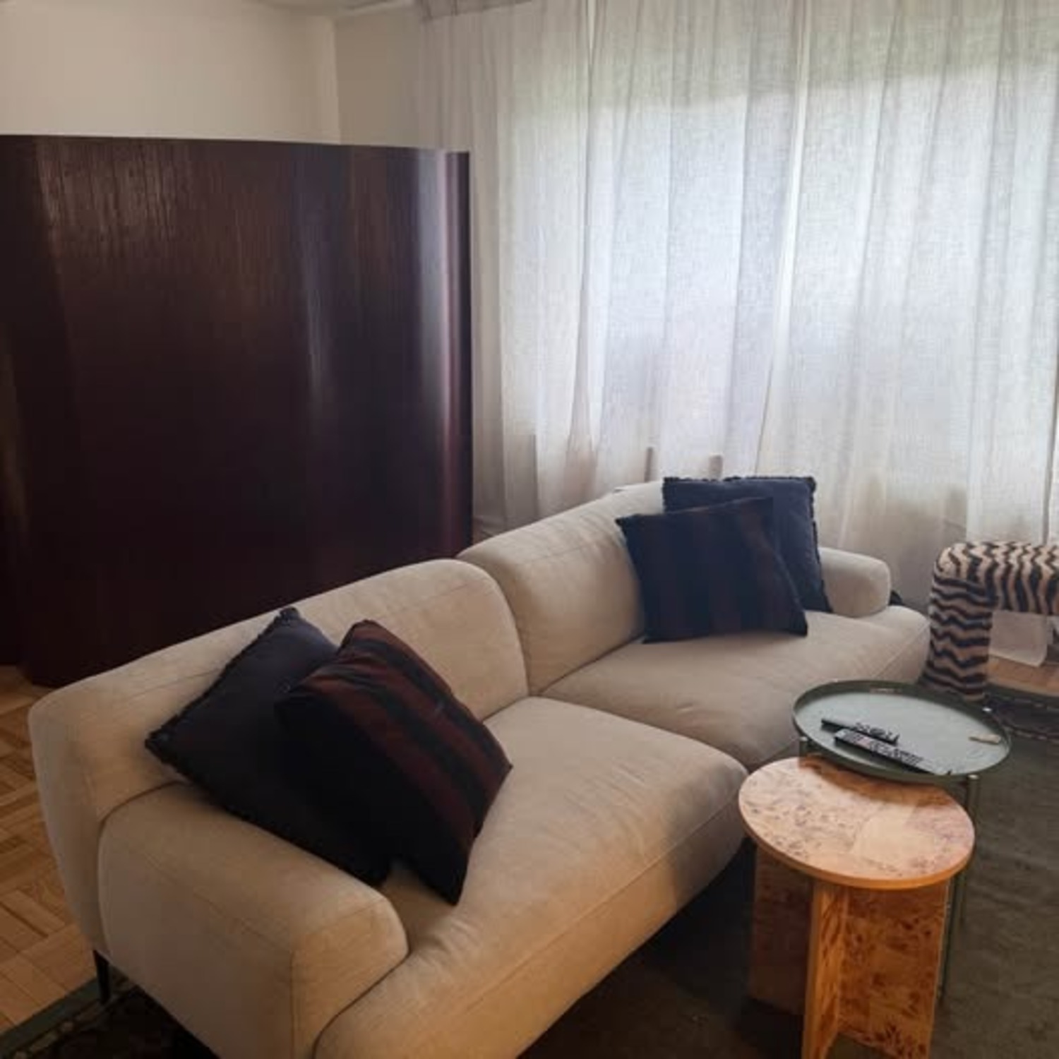 Article Light Gray Fabric 3+ Seater Sofa - image-1
