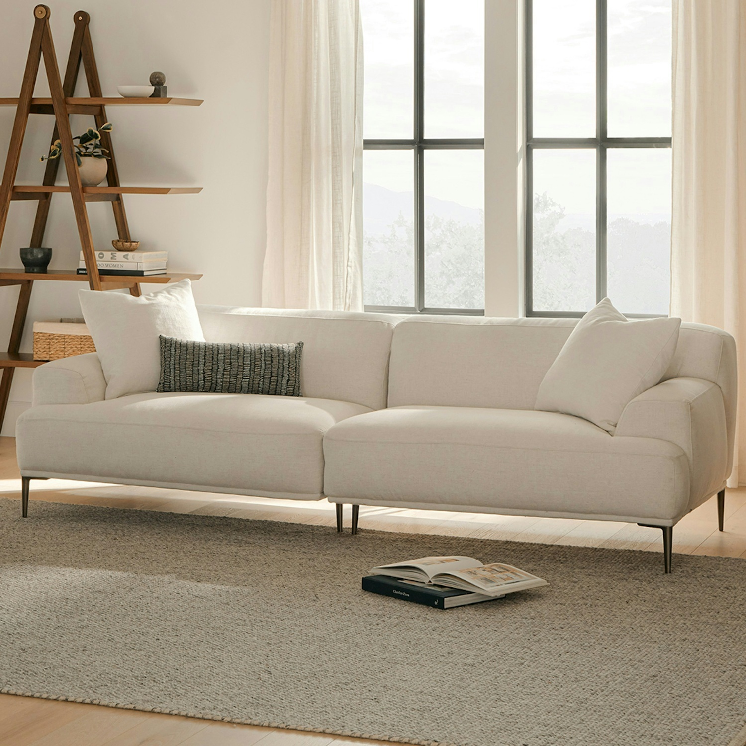 Article Light Gray Fabric 3+ Seater Sofa - image-5