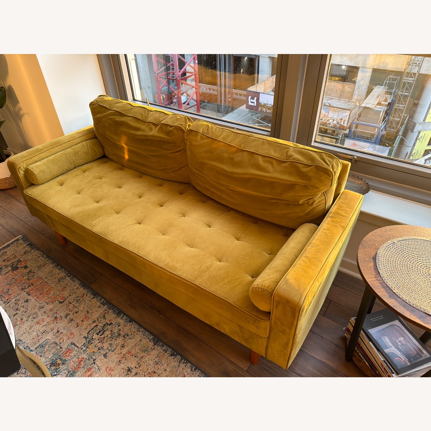 Wade Logan Clovis Gold Velvet 3+ Seater Sofa - image-2