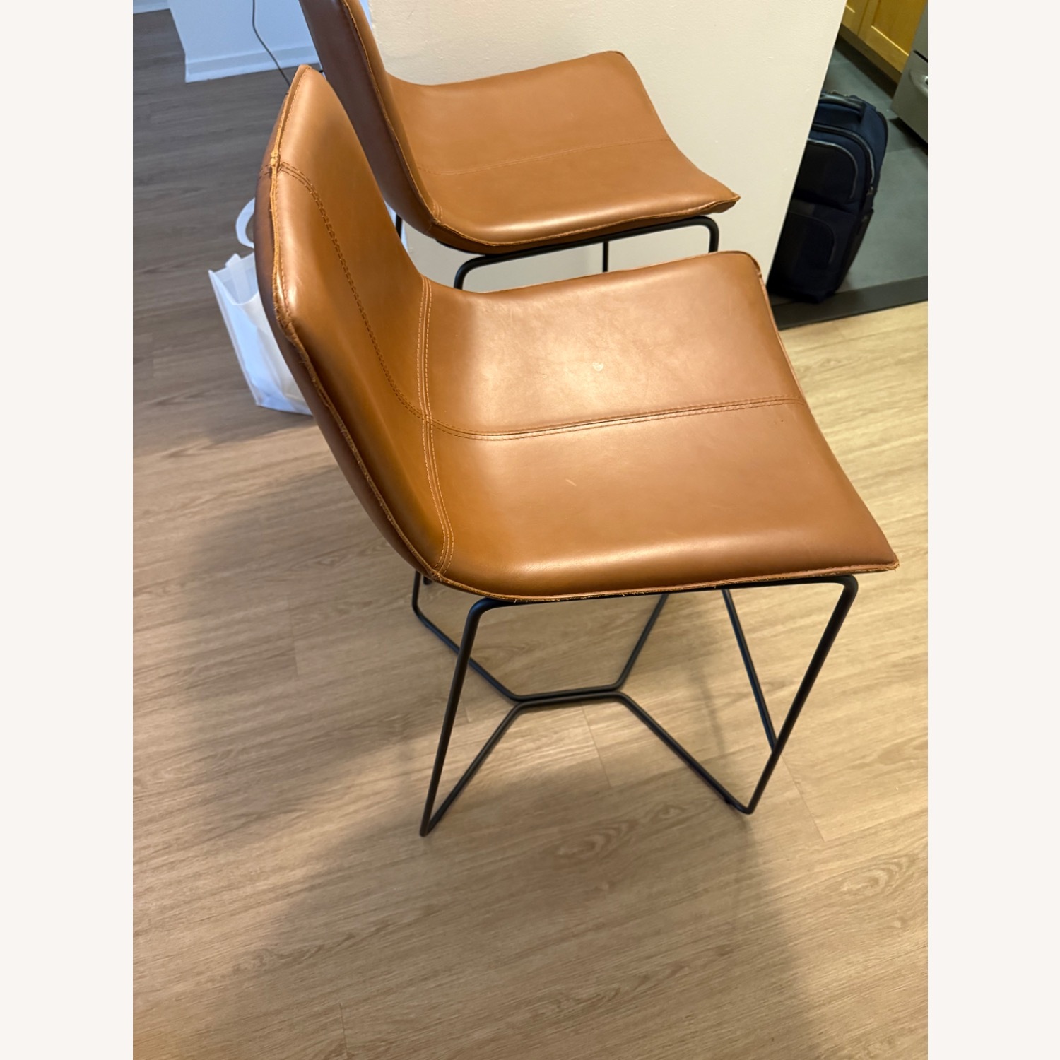 West Elm Slope Leather Bar Stools 2 - image-3