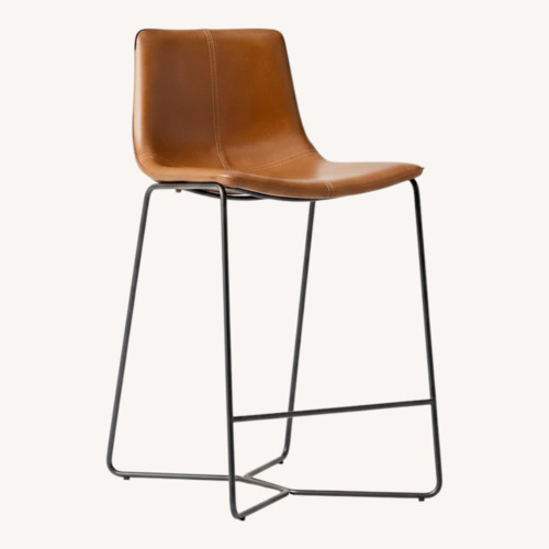 Used West Elm Slope Leather Bar Stools 2 for sale on AptDeco