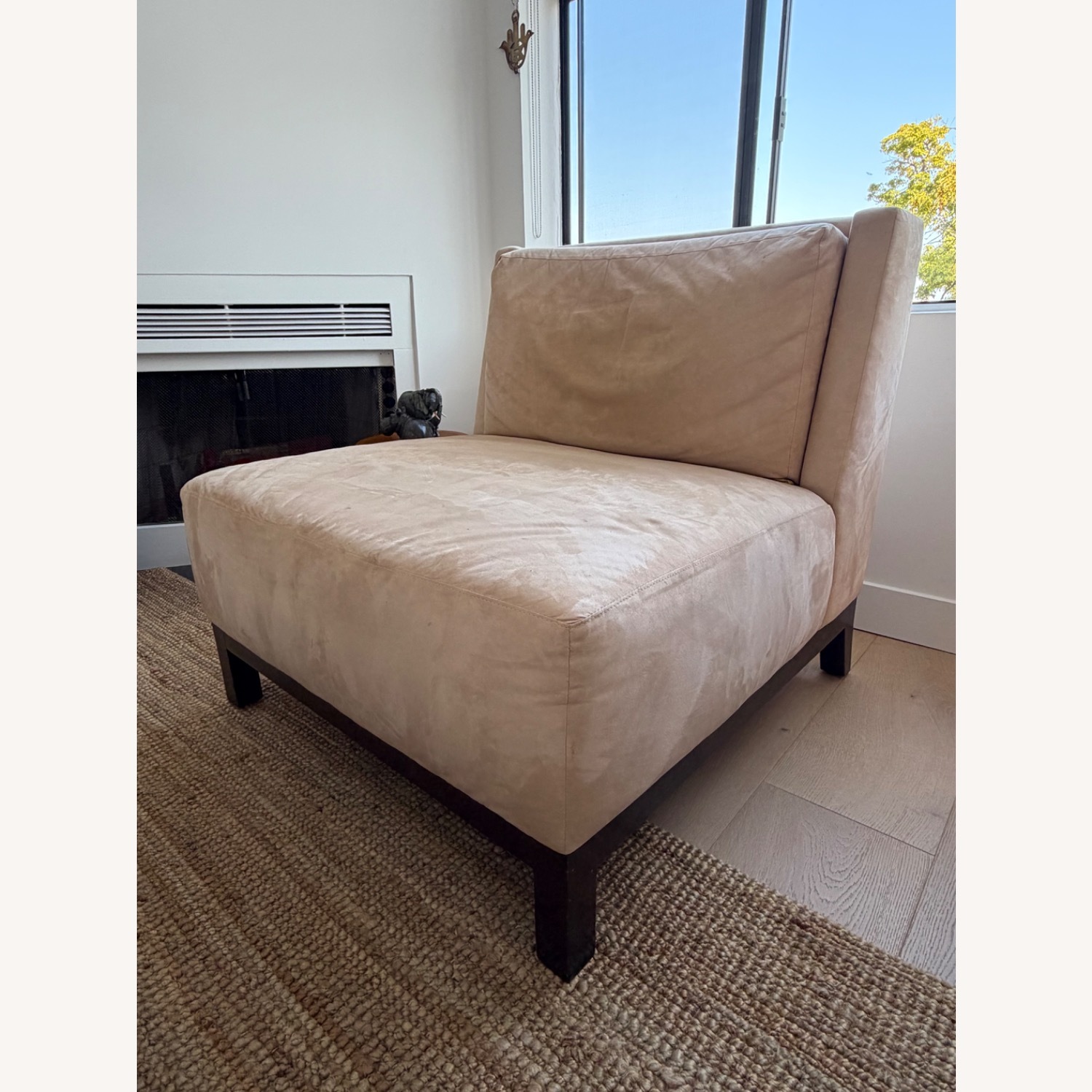 Light Brown Suede Accent Chair - image-2