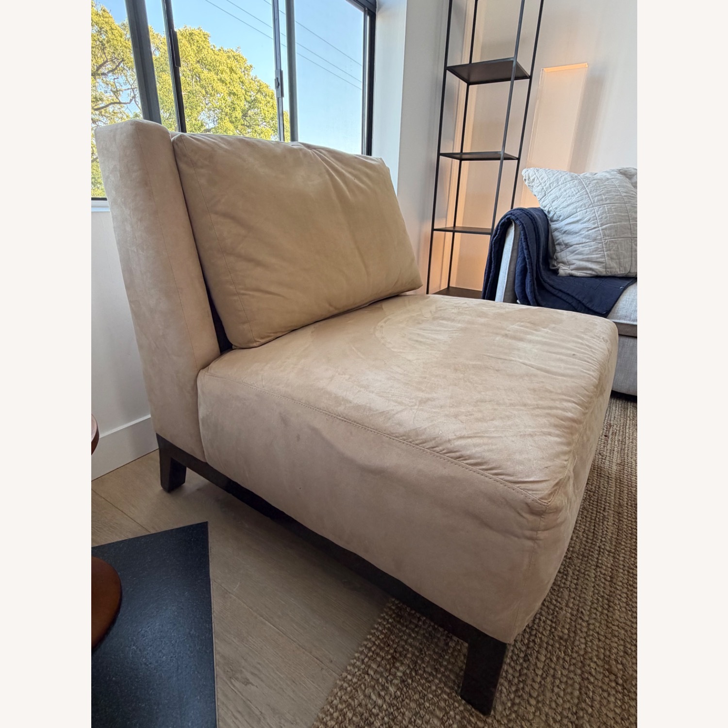 Light Brown Suede Accent Chair - image-3