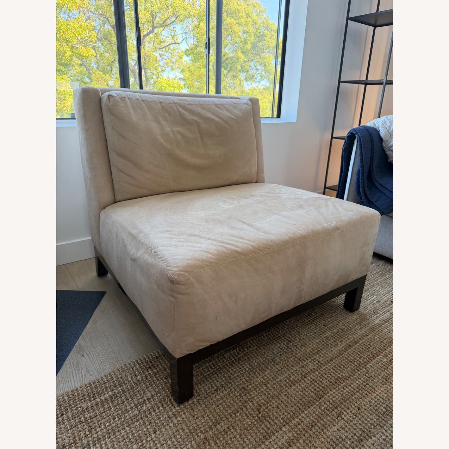 Light Brown Suede Accent Chair - image-1