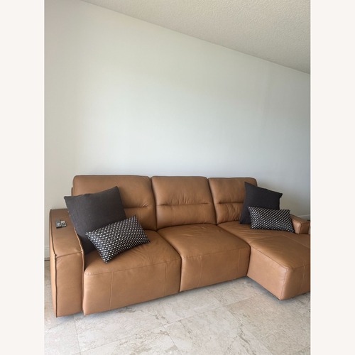 Used City Furniture Dark Brown Leather Chaise Sectional for sale on AptDeco