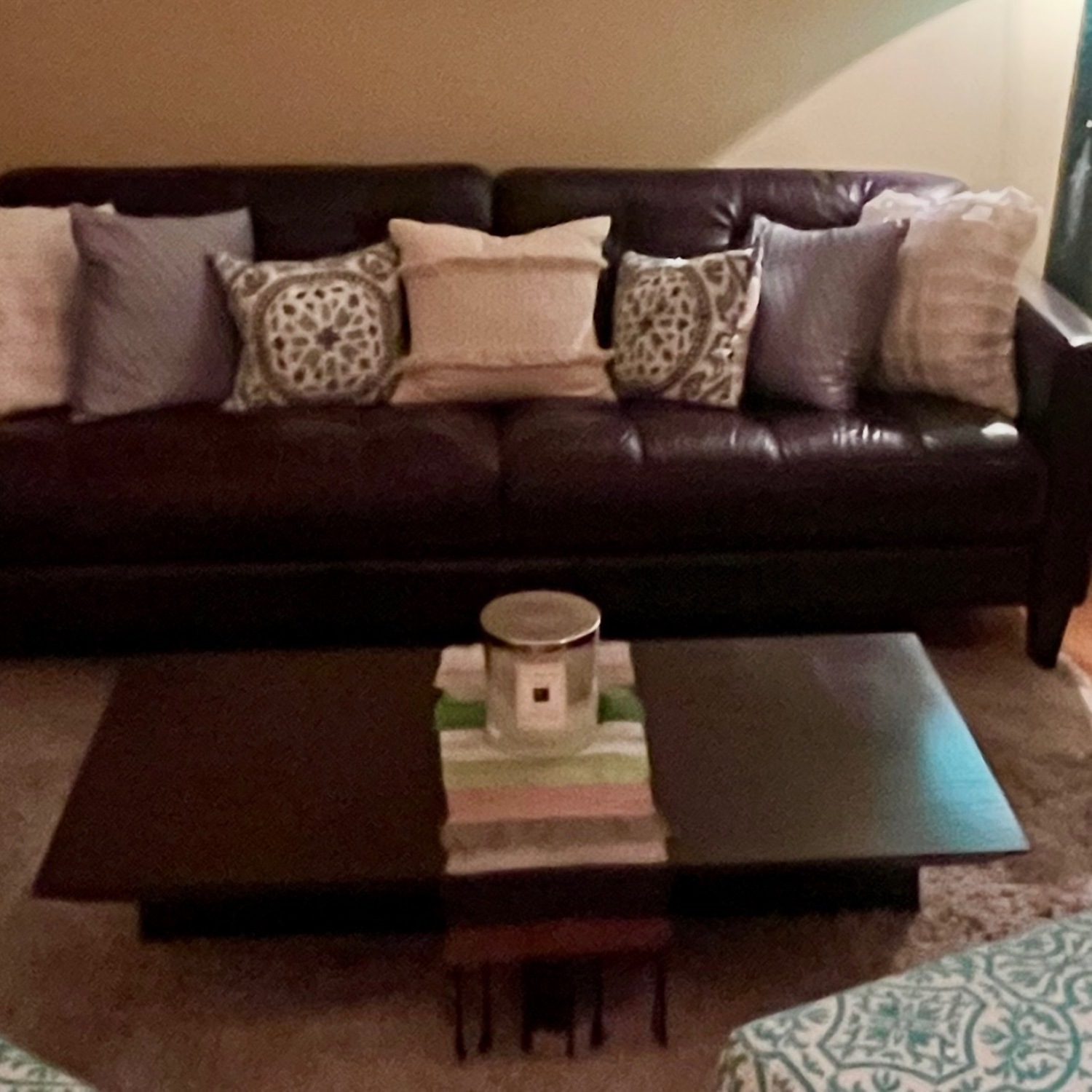 Macy’s Pezley Tufted Brown Leather Sofa  - image-1