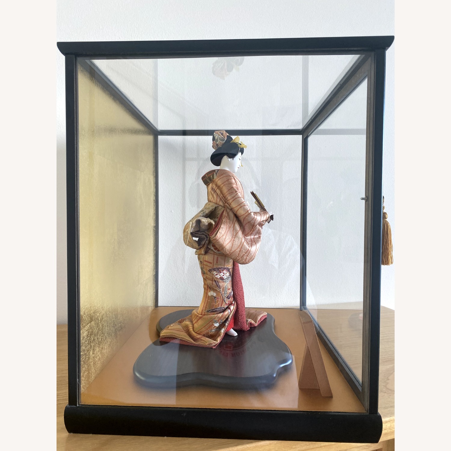 17-inch Tall Japanese Doll in Glass Wooden Box - image-3