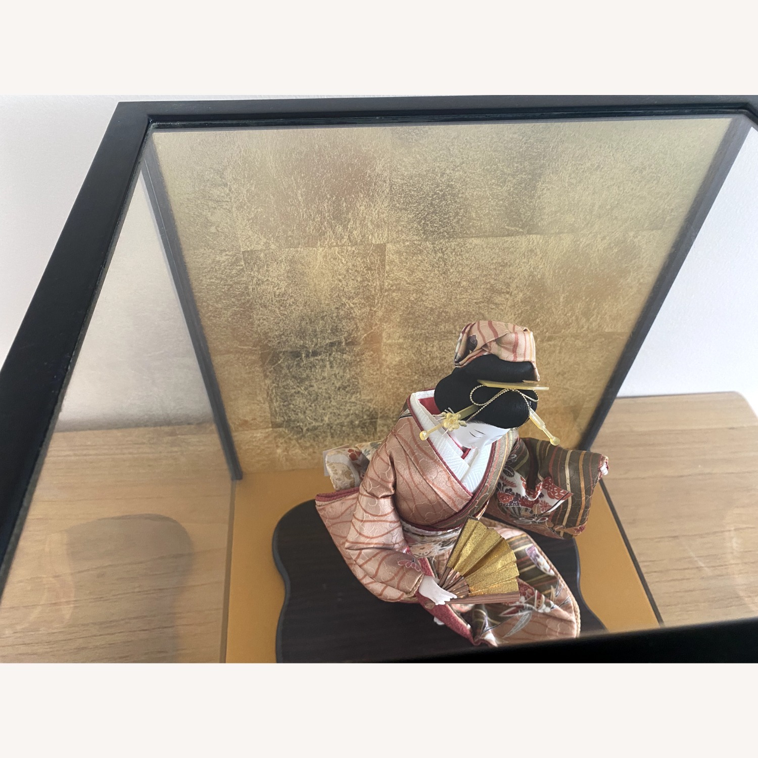 17-inch Tall Japanese Doll in Glass Wooden Box - image-6
