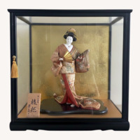 17-inch Tall Japanese Doll in Glass Wooden Box