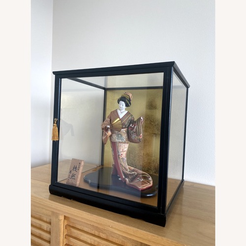 Used 17-inch Tall Japanese Doll in Glass Wooden Box for sale on AptDeco