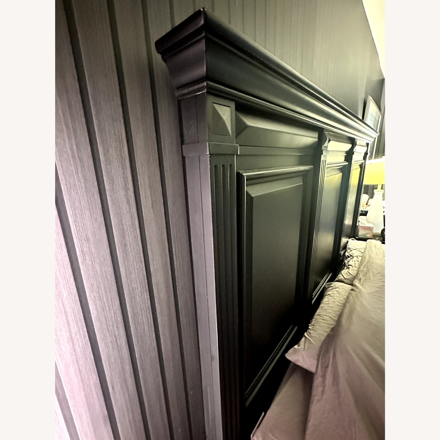 Vintage/Antique Black Wood King Bed - image-2