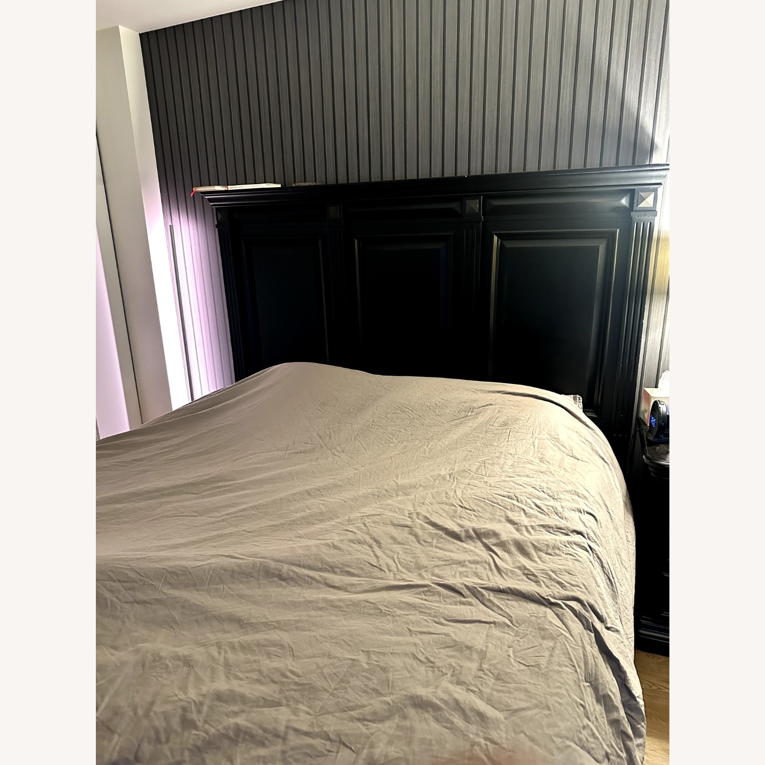 Vintage/Antique Black Wood King Bed - image-4