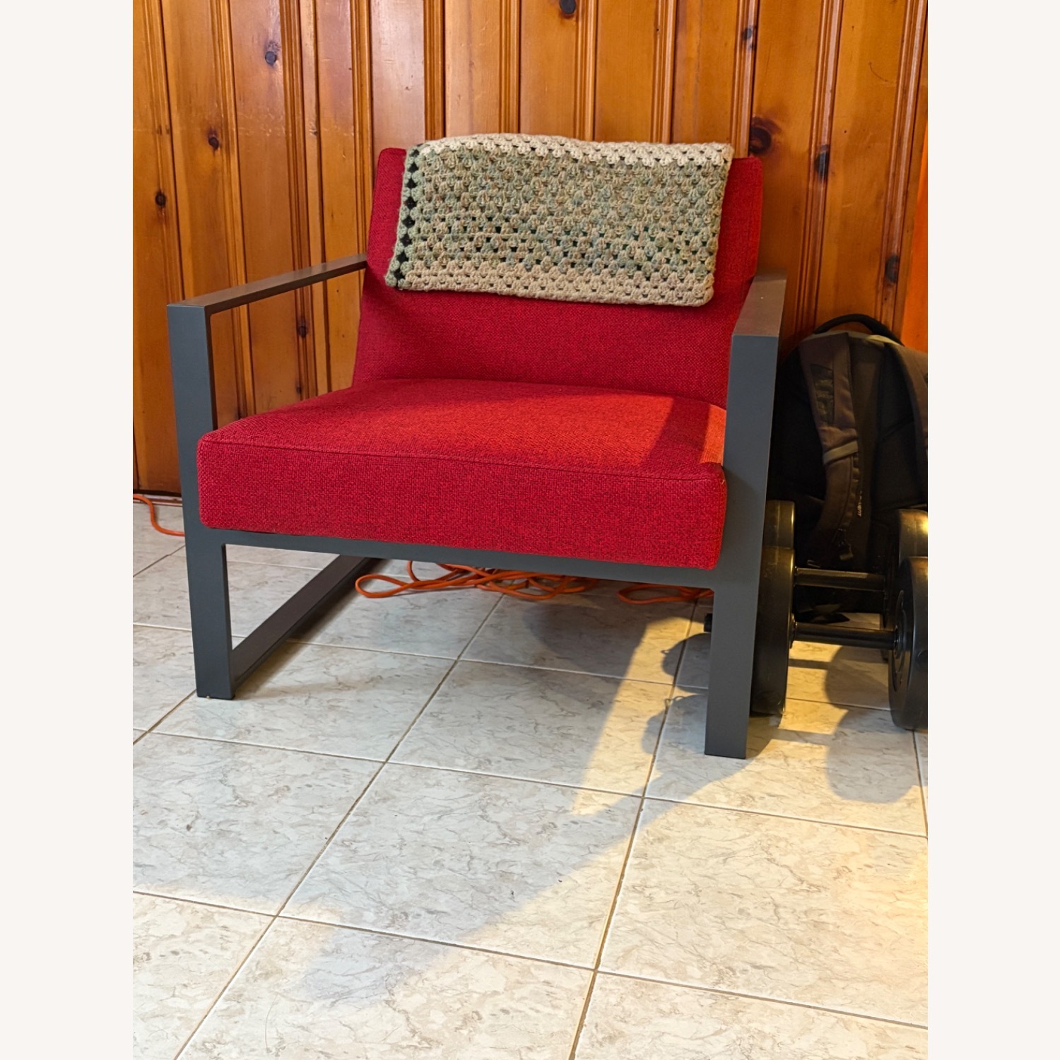 CB2 Specs Red Fabric Armchair - image-3