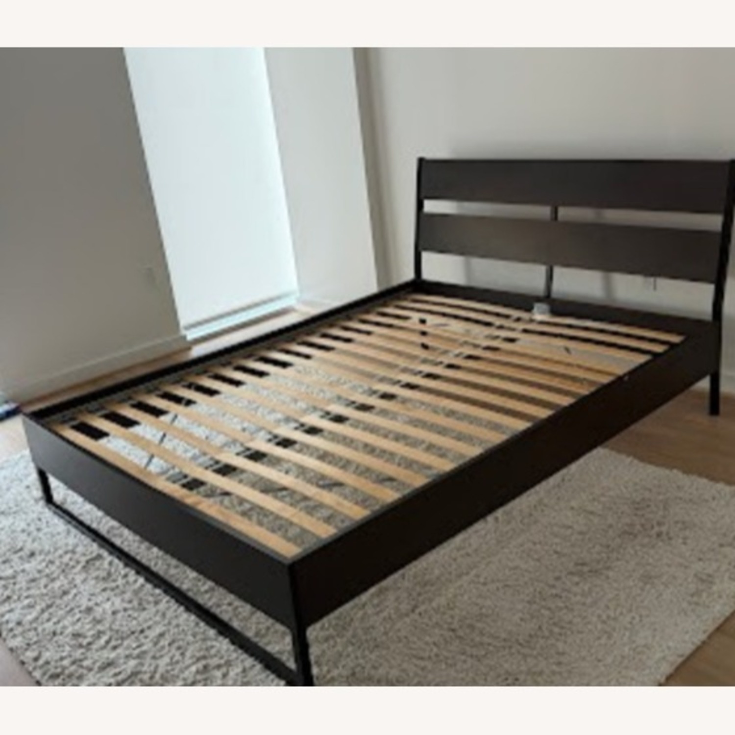 IKEA TRYSIL Dark Brown Wood Queen Bed - image-3