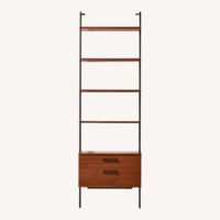 CB2 Helix 96" Walnut Bookcase with 2 Drawers
