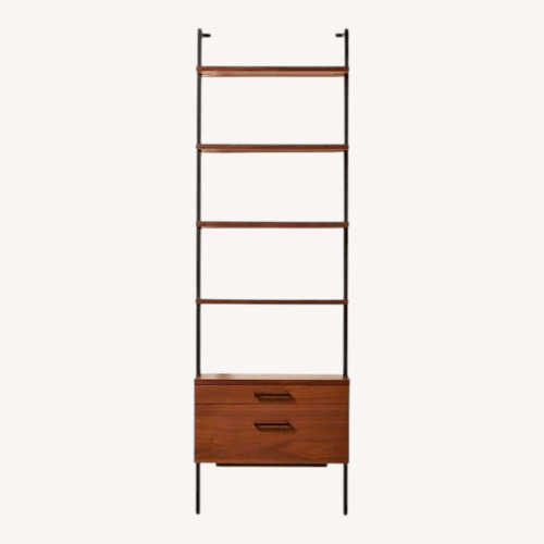 Used CB2 Helix 96" Walnut Bookcase with 2 Drawers for sale on AptDeco