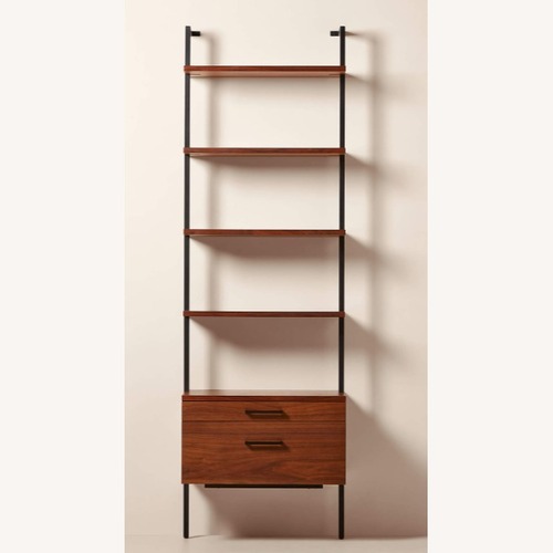 Used CB2 Helix 96" Walnut Bookcase with 2 Drawers for sale on AptDeco