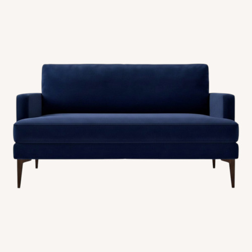 Used West Elm Andes Chair and a Half - Ink Blue Velvet for sale on AptDeco