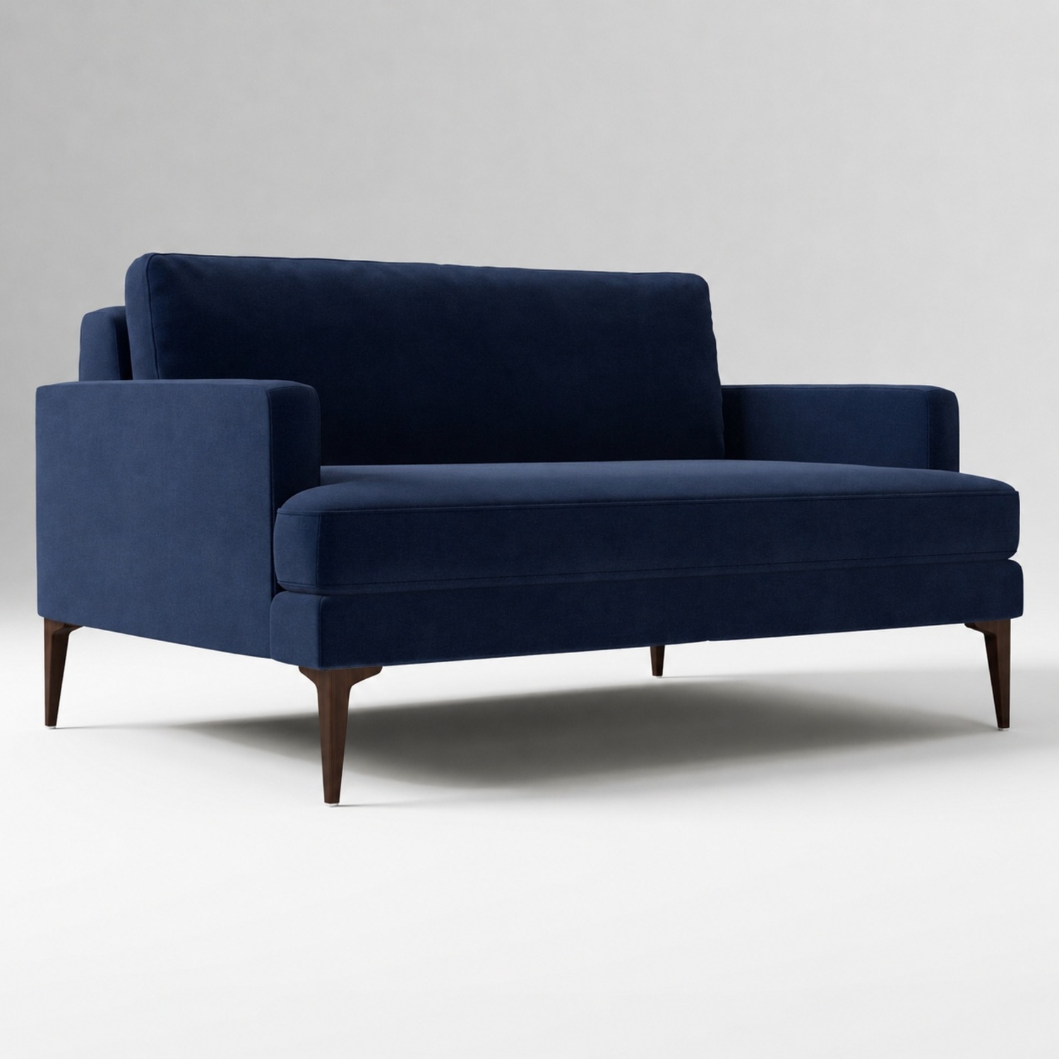 West Elm Andes Chair and a Half - Ink Blue Velvet - image-4
