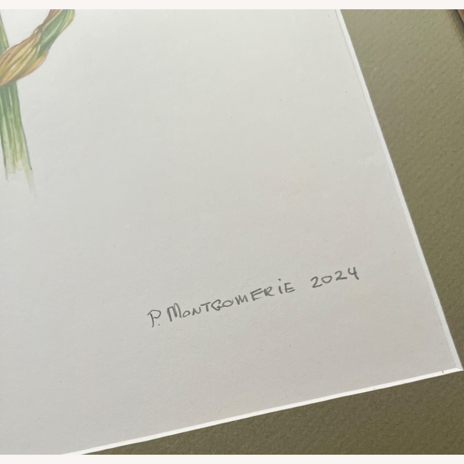 Botanic Watercolor Painting Purple Iris Signed - image-4