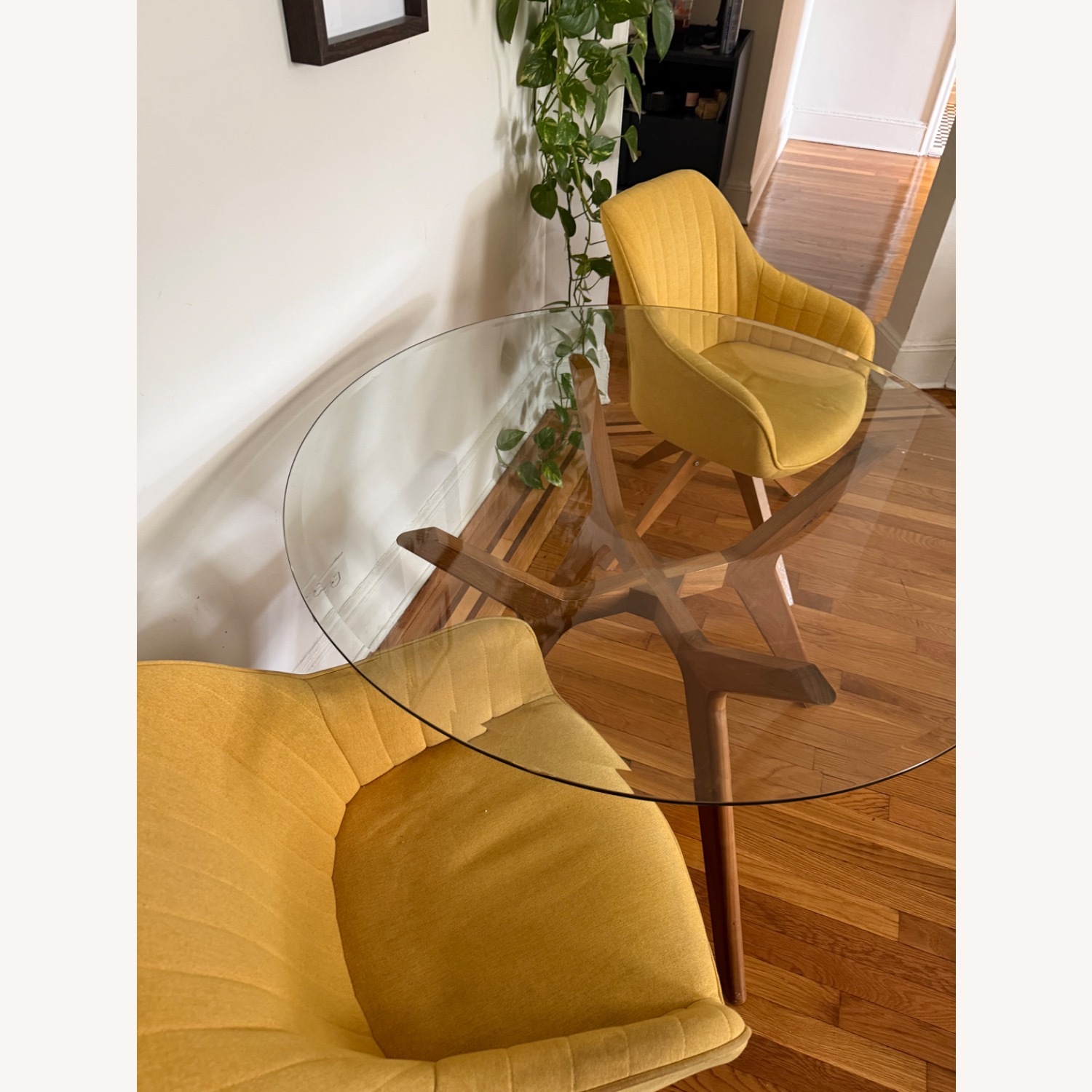 Yellow Fabric Mid Century Dining/Office Chairs - image-4