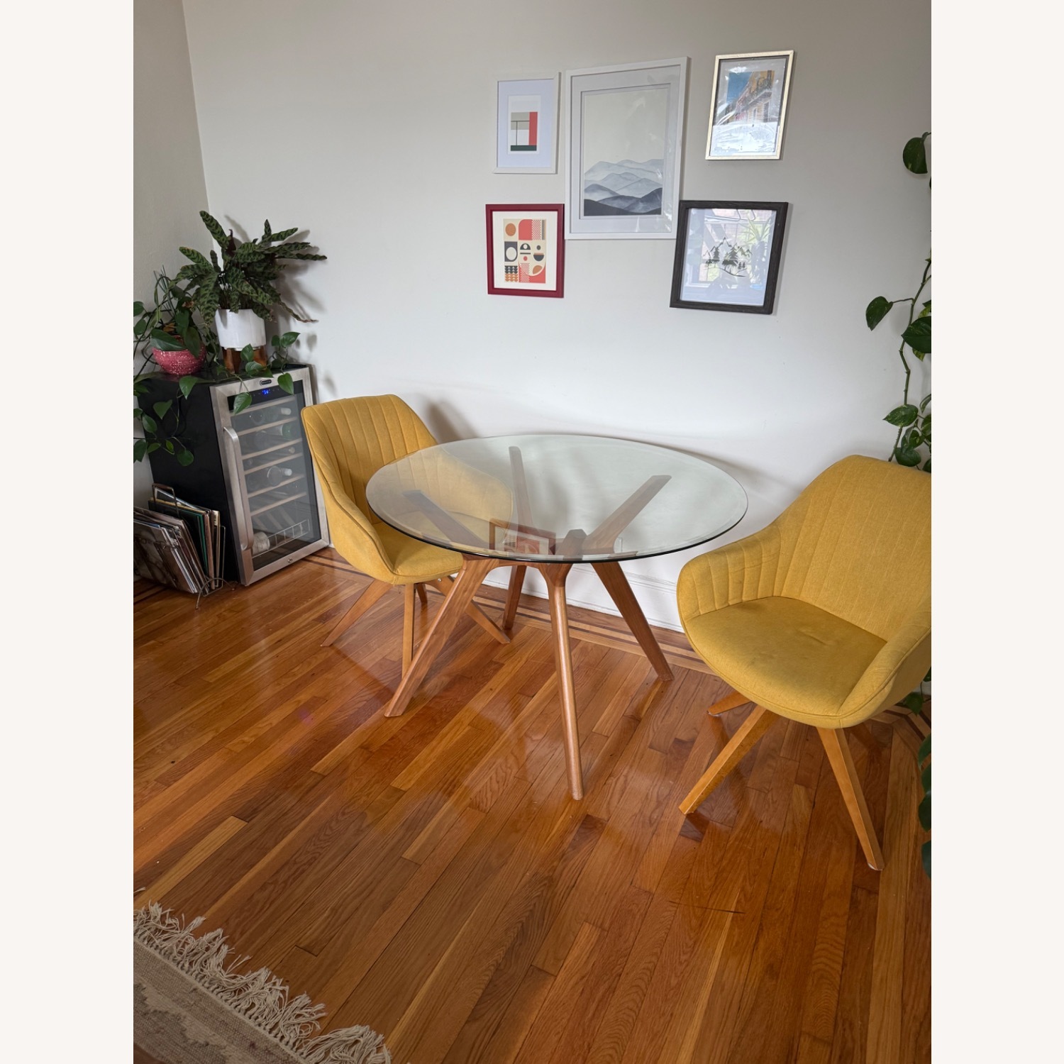 Yellow Fabric Mid Century Dining/Office Chairs - image-3