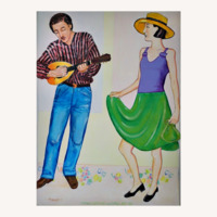 Original Oil Painting - Musician & Dancer
