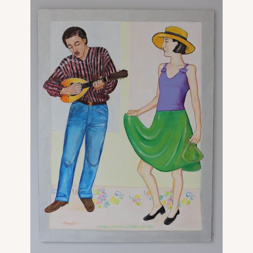 Used Original Oil Painting - Musician & Dancer for sale on AptDeco
