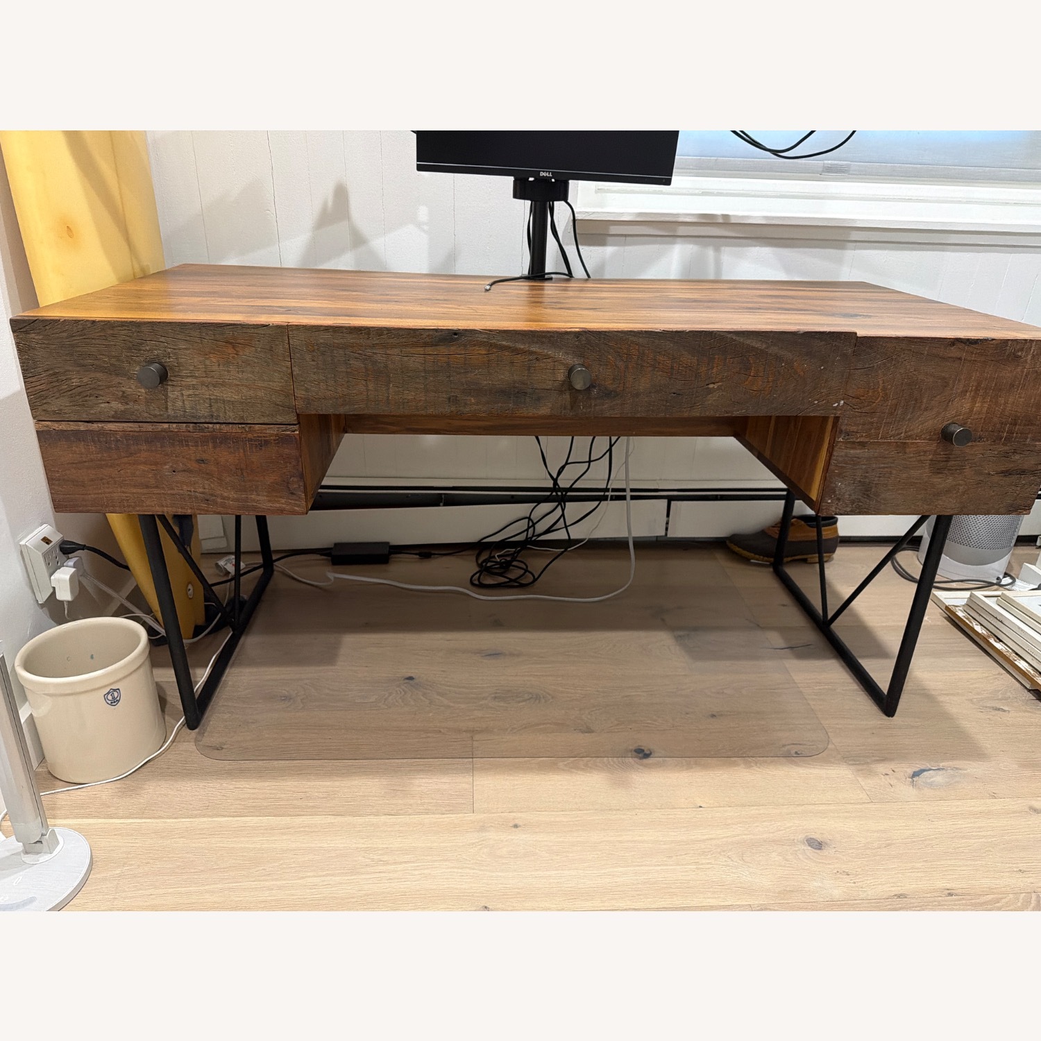 Crate & Barrel Atwood Dark Brown Wood Desk - image-1
