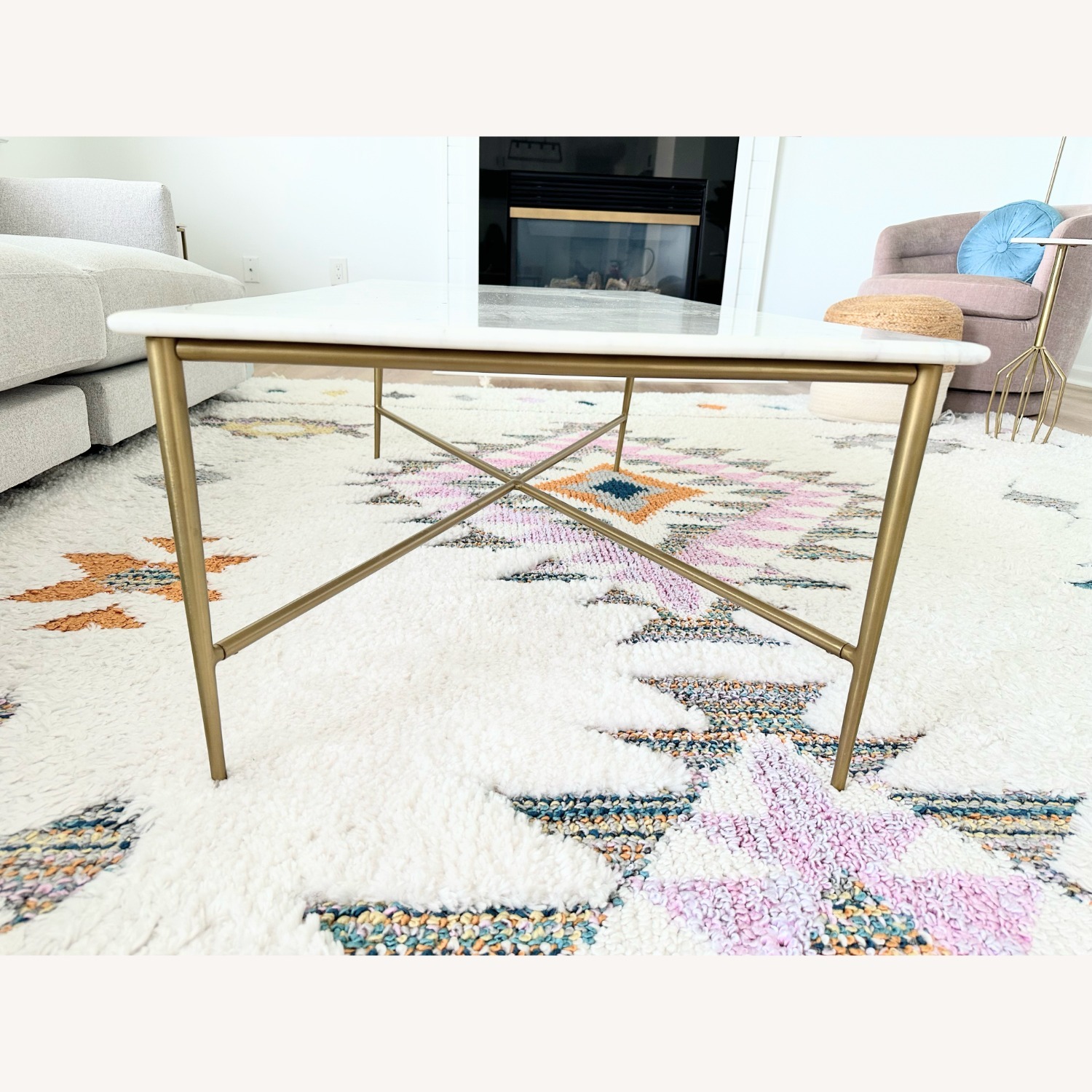 West Elm Neve White Marble Coffee Table - image-1