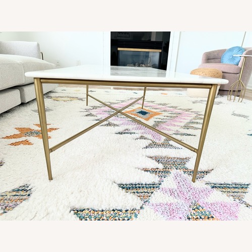 Used West Elm Neve White Marble Coffee Table for sale on AptDeco