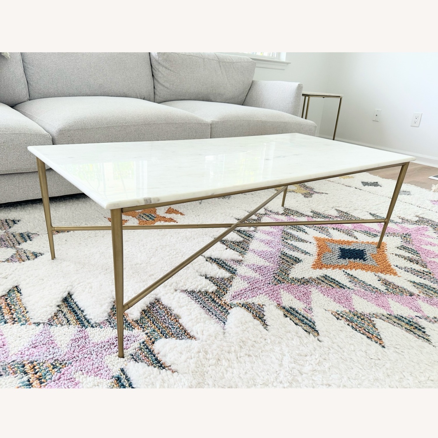 West Elm Neve White Marble Coffee Table - image-6