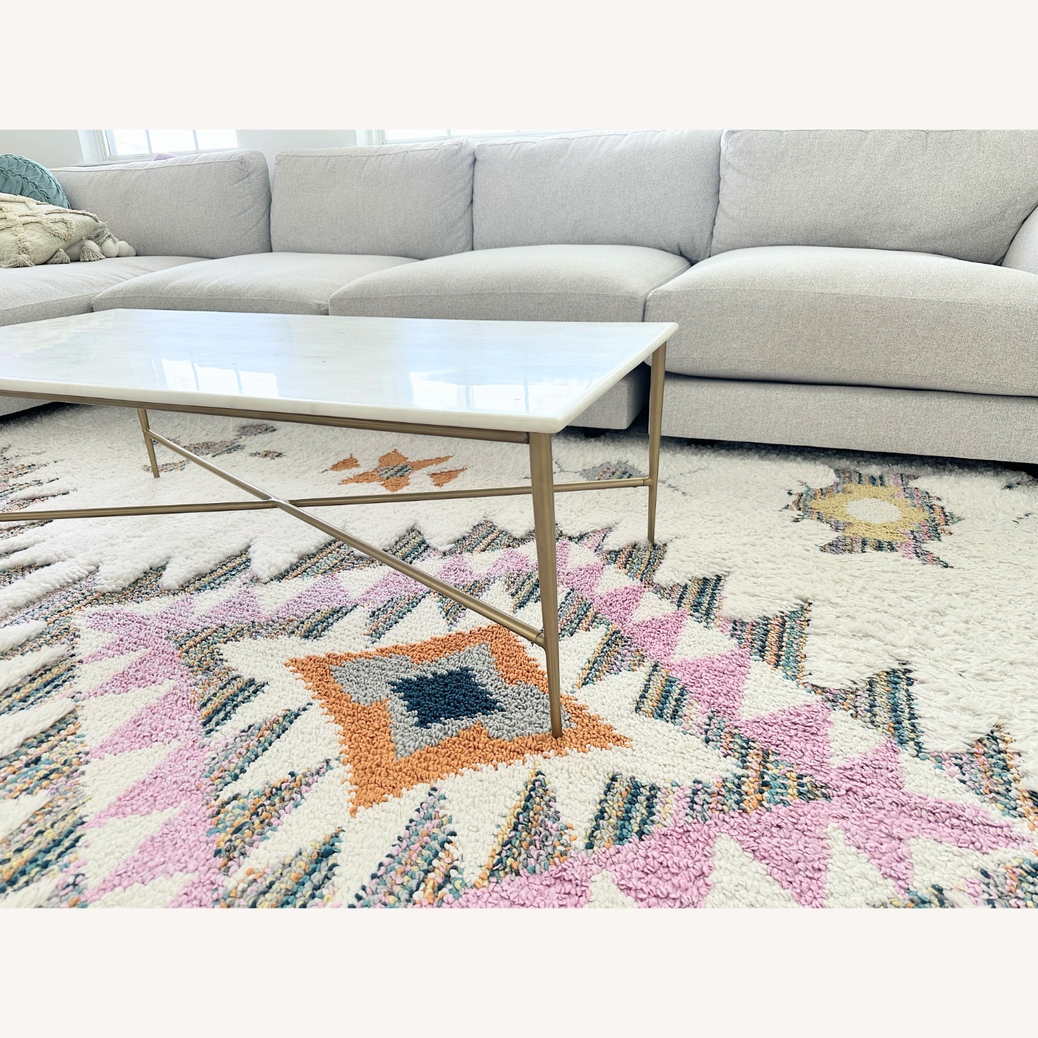 West Elm Neve White Marble Coffee Table - image-2
