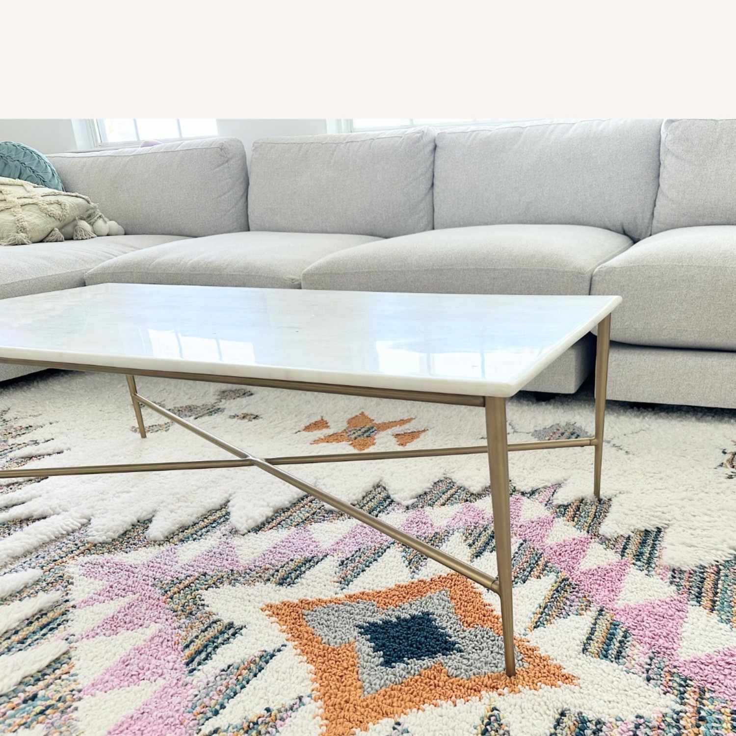 West Elm Neve White Marble Coffee Table - image-5