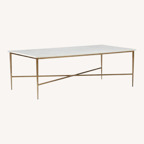 Used West Elm Neve White Marble Coffee Table for sale on AptDeco