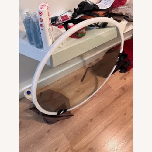 Used Modern Chrome Acrylic Silver Glass Round Table for sale on AptDeco