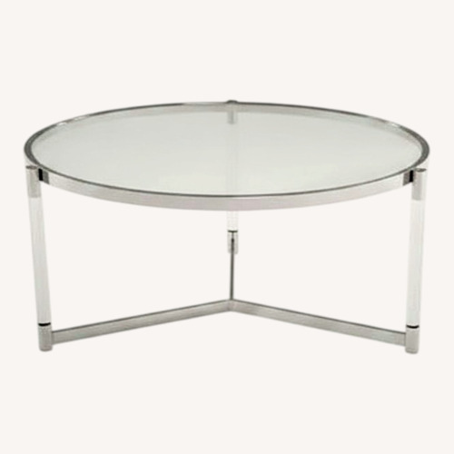 Used Modern Chrome Acrylic Silver Glass Round Table for sale on AptDeco