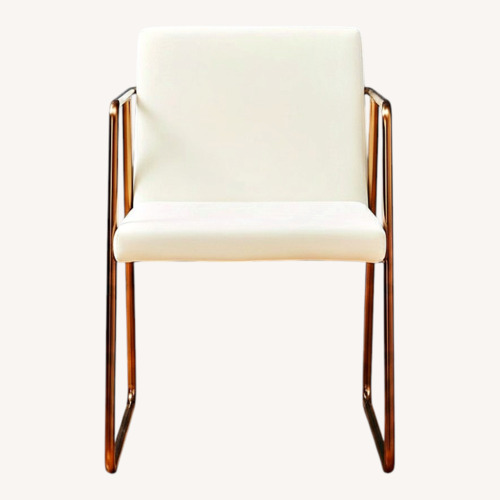 Used CB2 Rouka White Fabric Dining Chairs for sale on AptDeco