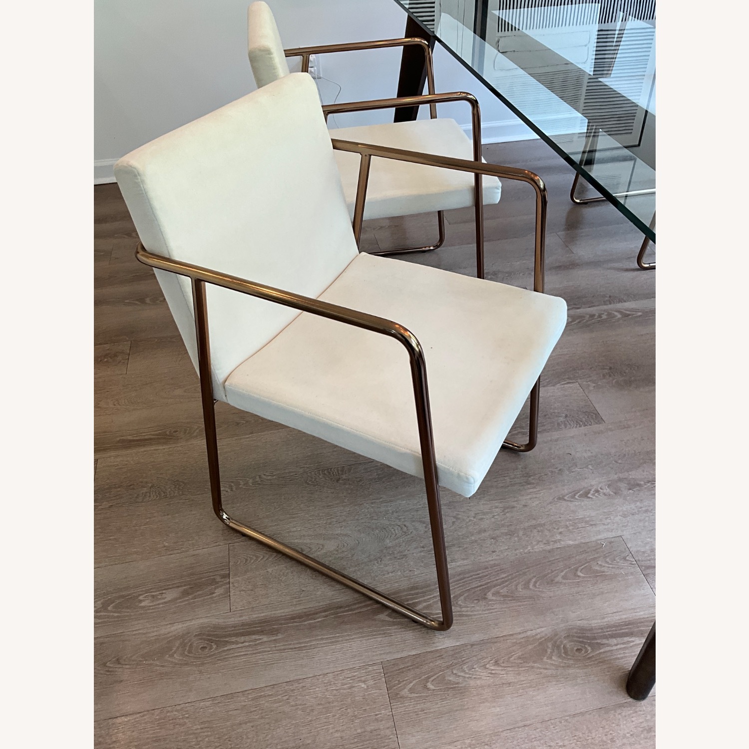 CB2 Rouka White Fabric Dining Chairs - image-1