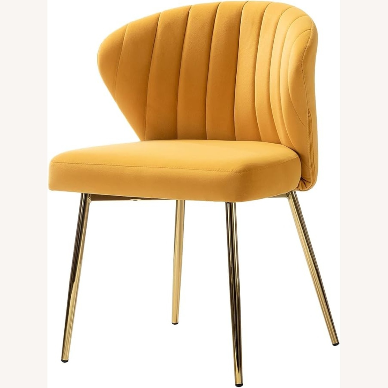 Milia Golden Legs Mustard Tufted Dining Chairs - image-5