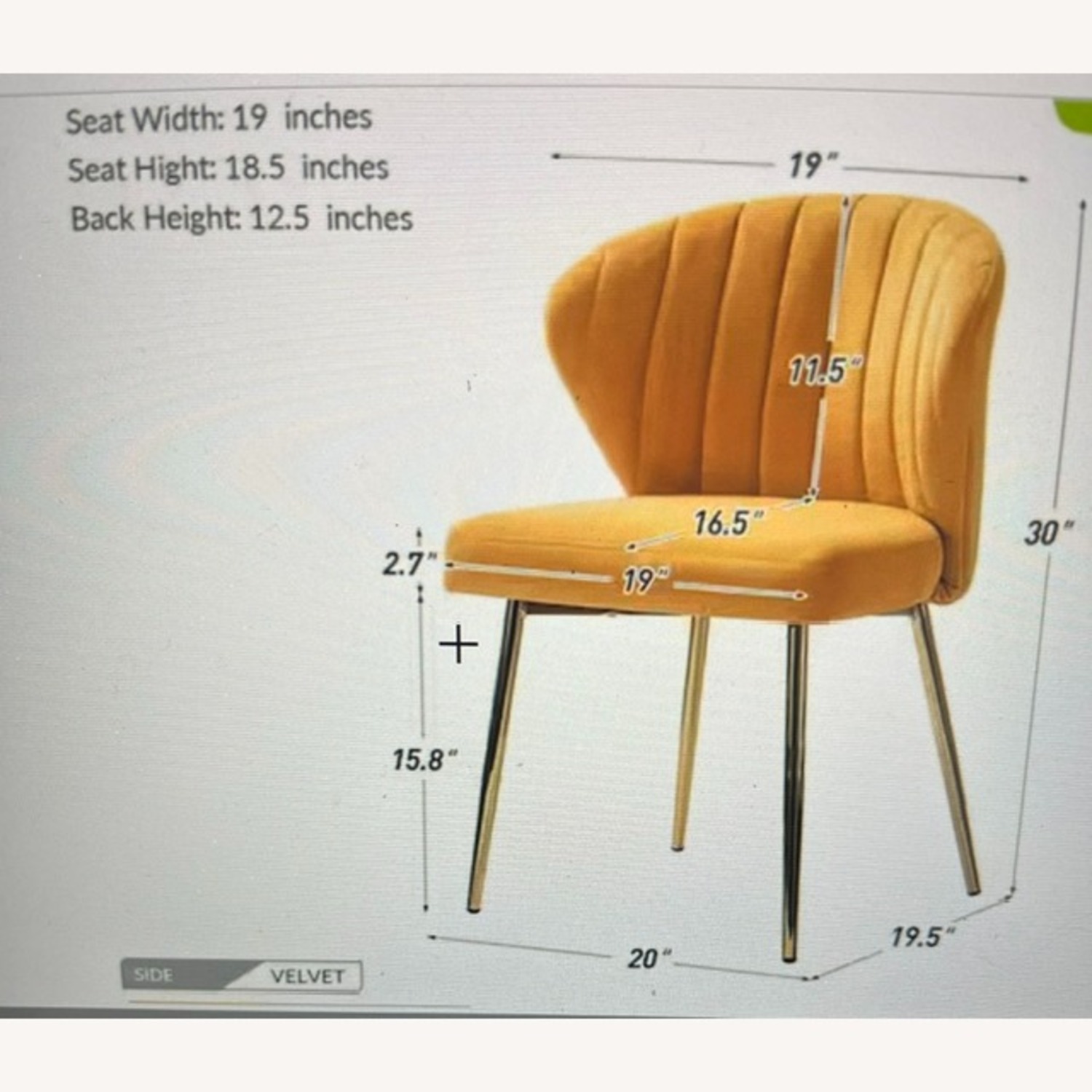 Milia Golden Legs Mustard Tufted Dining Chairs - image-2