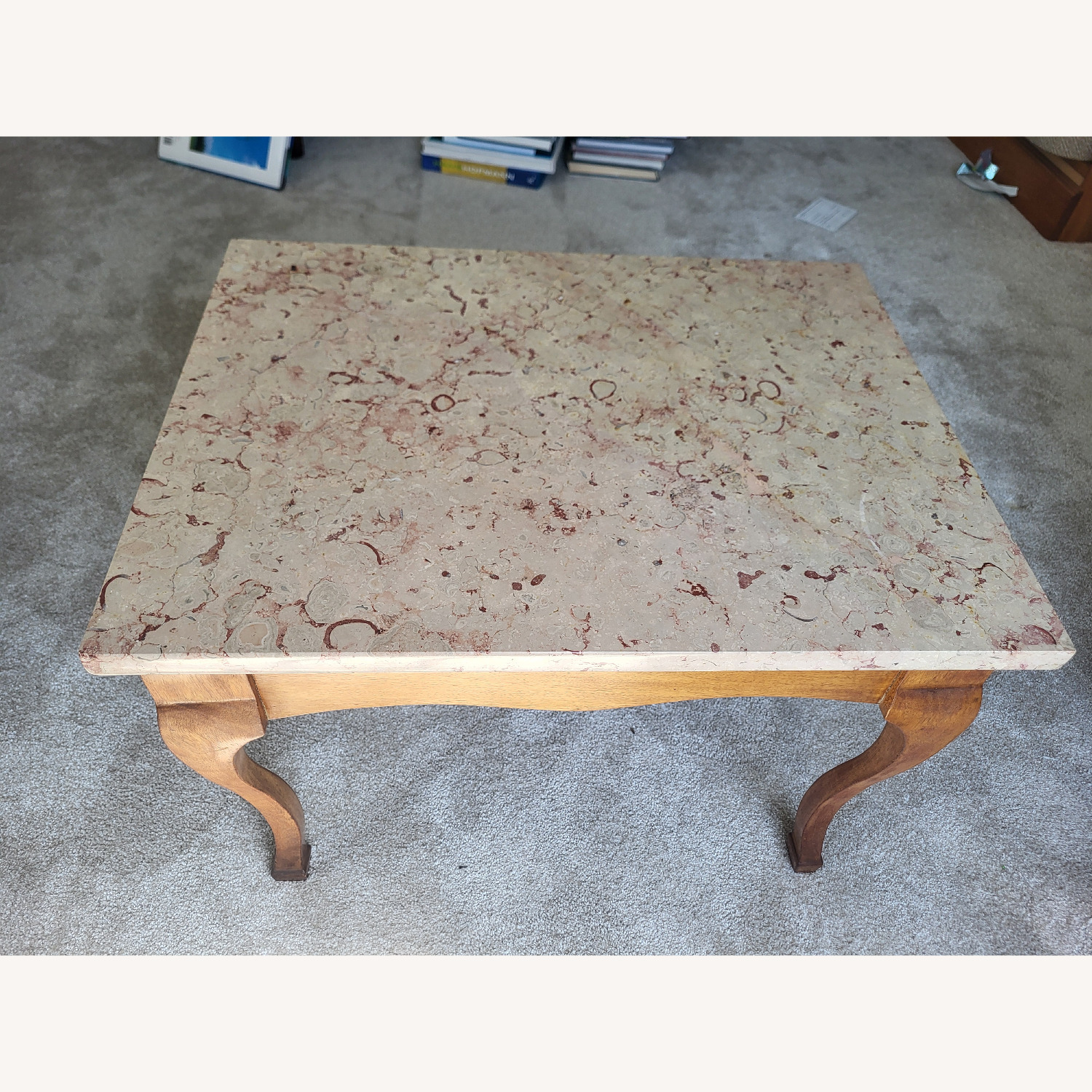 Vintage/Antique Coffee Table With Stone Top - image-1