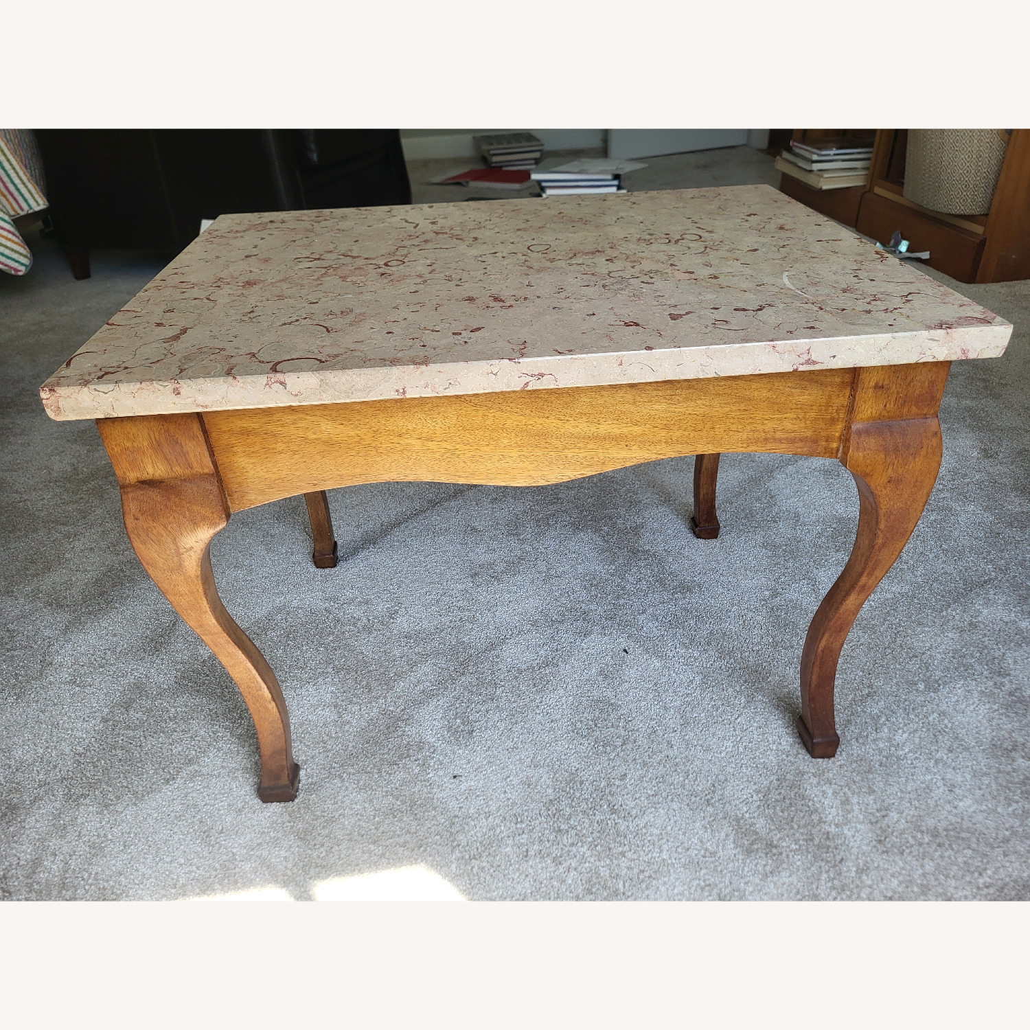 Vintage/Antique Coffee Table With Stone Top - image-2